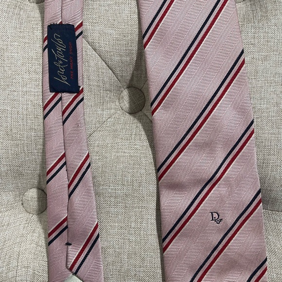 Dior Pink, Red and Blue Striped Tie - Picture 1 of 5